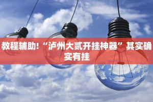 教程辅助!“泸州大贰开挂神器”其实确实有挂