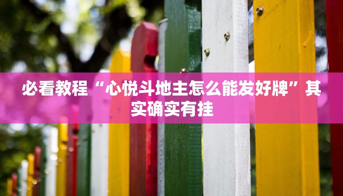 必看教程“心悦斗地主怎么能发好牌”其实确实有挂