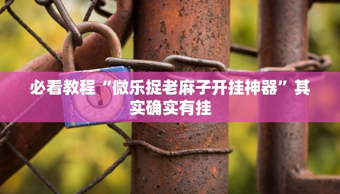 必看教程“微乐捉老麻子开挂神器”其实确实有挂