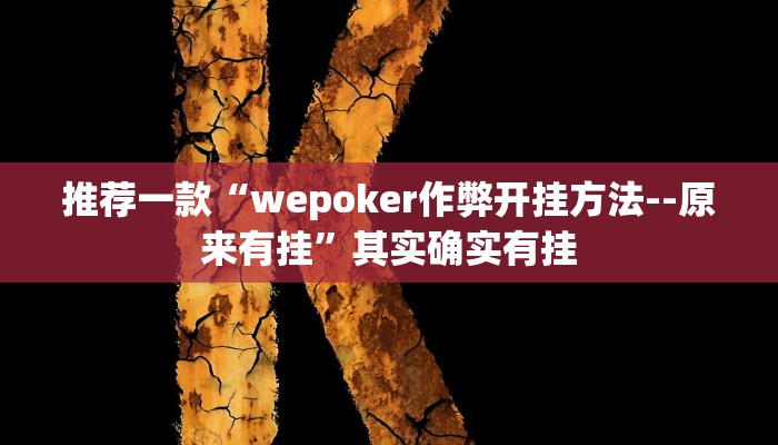 推荐一款“wepoker作弊开挂方法--原来有挂”其实确实有挂
