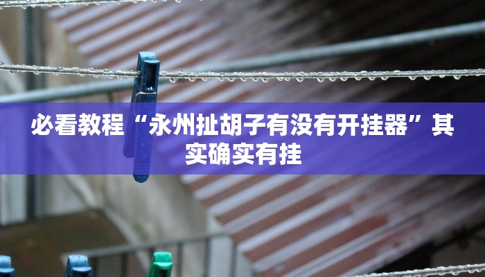 必看教程“永州扯胡子有没有开挂器”其实确实有挂